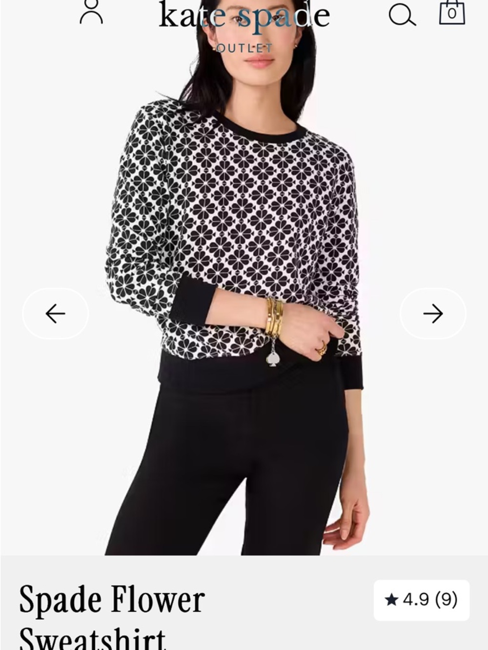 kate spade Black & White Floral Spade Sweatshirt